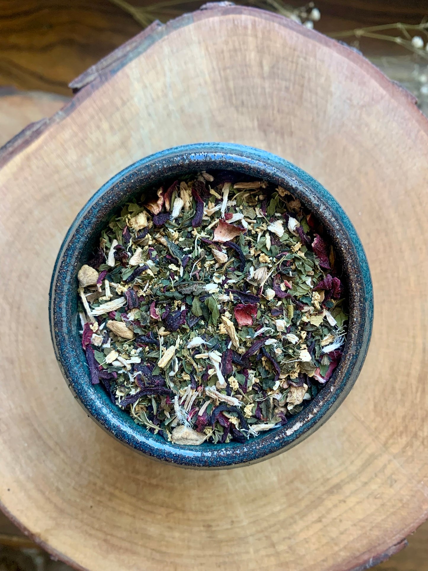 close-up image of immuni-tea leaves